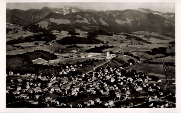Postcard Sonthofen in the Oberallgäu Swabia, aerial photograph