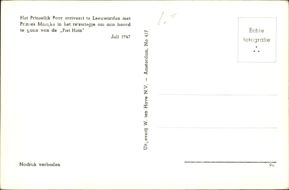 Postcard Leeuwarden Friesland Netherlands, Queen Juliana of the Netherlands, Prince Bernhard