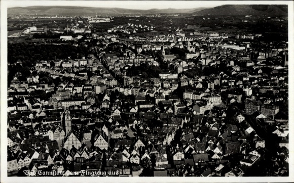 Postcard Bad Cannstatt Stuttgart in Württemberg, Rosenstein Castle, aerial photograph