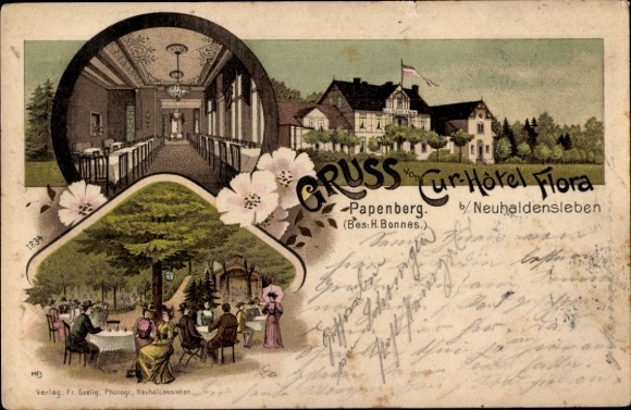 Chromo-Litho Neuhaldensleben Haldensleben Börde, Kurhotel Flora, Papenberg