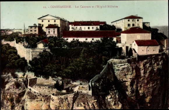 Postcard Constantine Algerien, The Barracks and the Military Hotel