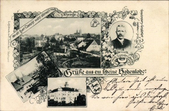 Postcard Öhringen Hohenlohe Württemberg, partial views, Wilh. Schrader-Gäwele