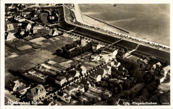 Ak Noordzeebadplaats Büsum, luchtfoto