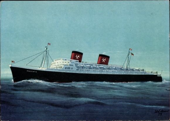 Artist Postcard steamship SS Hanseatic, Hamburg Atlantic Line, HAL