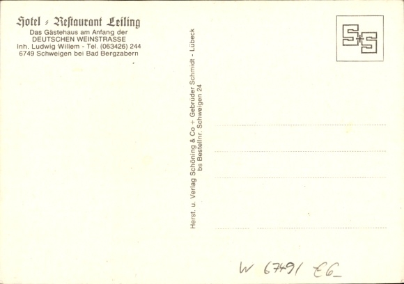 Postcard Schweigen Rechtenbach on the Wine Route Palatinate, Hotel Restaurant Leiling