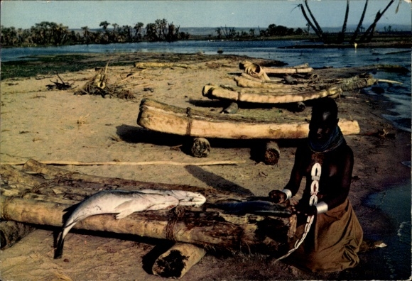 Ak Kenia, Turkana Lake Rudolph snijdt de vangst door de vissersboten