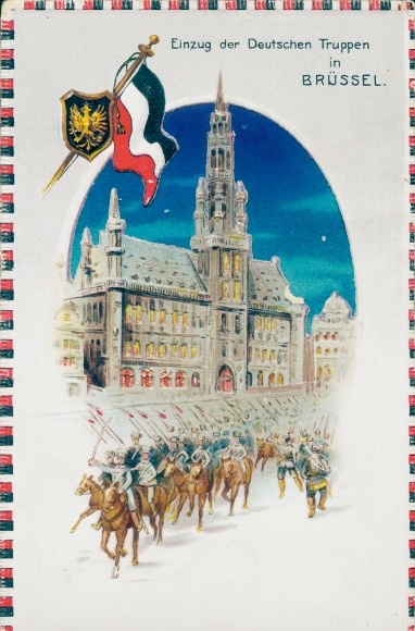 Stop against the light Postcard Brussels, entry of German troops, I WW
