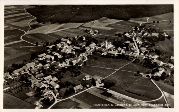Postcard Hofstetten in Upper Bavaria, aerial photograph, panorama of the town