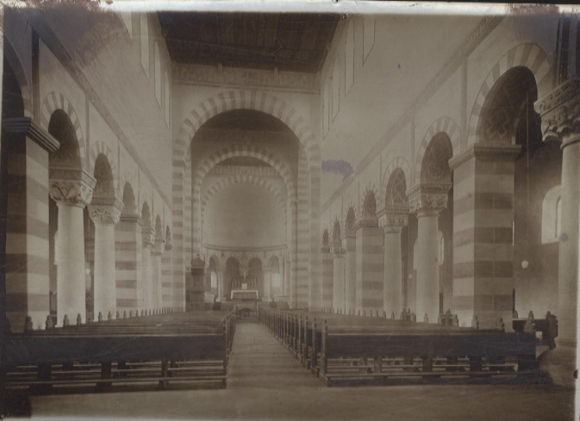 Original photo Rheine in Münsterland, NRW, interior view of the Antonius Basilica, around 1900