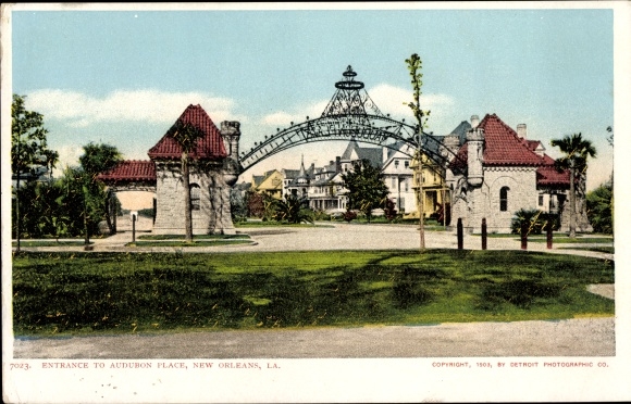 Ak New Orleans Louisiana USA, Eingang zum Audubon Place