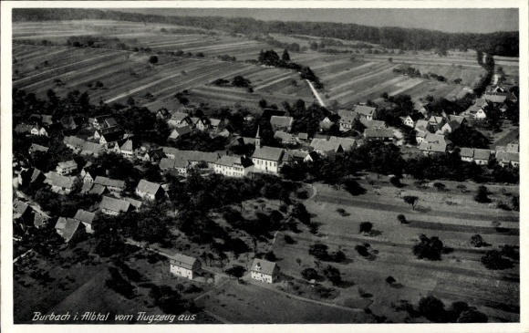 Postcard Burbach im Albtal Marxzell Black Forest Baden, aerial photograph