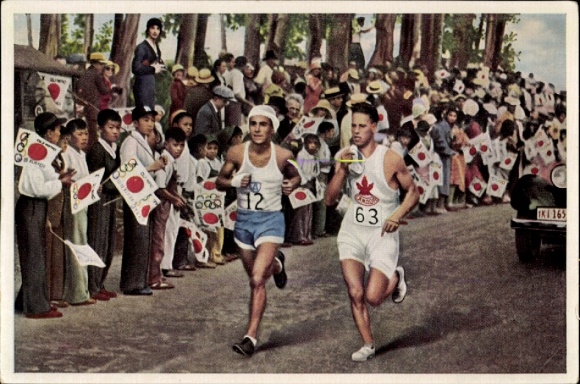 Collector's picture Olympics 1936, Olympic Games Los Angeles 1932, marathon runner Zabala, Japan. youth