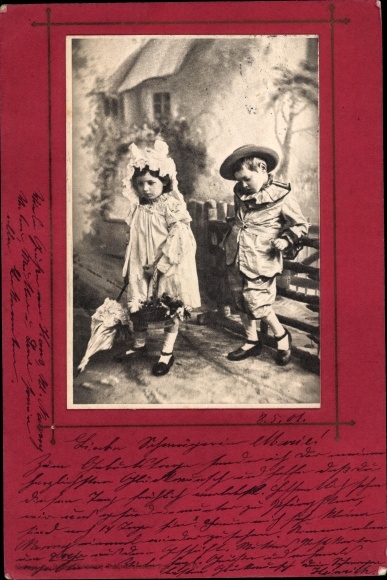 Passepartout Postcard Boy and girl with umbrella