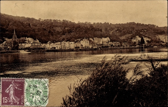 Postcard La Bouille Seine Maritime, view from Sahurs