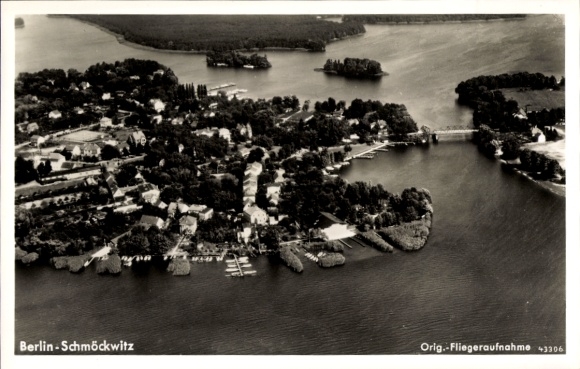 Postcard Berlin Köpenick Schmöckwitz, aerial photograph
