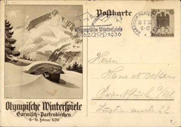 Papeteria pocztowa KP P 258 Garmisch Partenkirchen w Górnej Bawarii, Zimowe Igrzyska Olimpijskie 1936