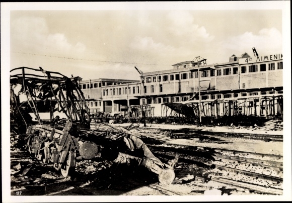 Photo Heinrich Hoffmann, Port of Piraeus, war damage, WWII, May 1941
