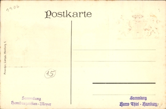 Gepreegd wapenschild passepartout litho Hamburg Mitte Finkenwerder Finkenwärder, landhuis, clubzegel