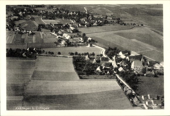 Postcard Kicklingen Dillingen in Saarland, aerial photograph