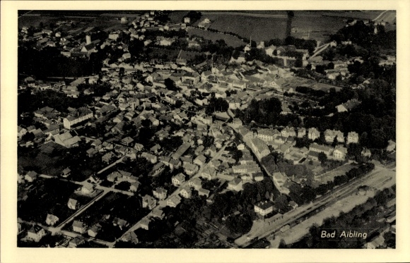 Postcard Bad Aibling in Upper Bavaria, aerial view of cityscape, architecture