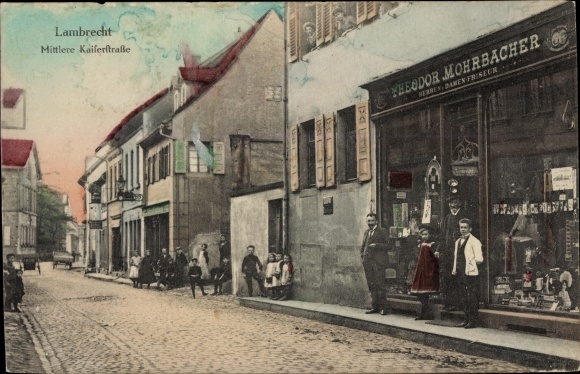 Postcard Lambrecht Palatinate, hairdresser, Mittlere Kaiserstrasse