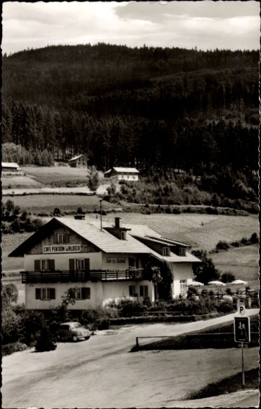 Ak Bodenmais in Niederbayern, Café Pension Waldeck, ruhige Lage, moderne Zimmer, schöne Aussicht