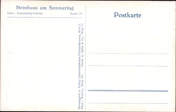 Postcard Steinhaus am Semmering Styria, landscape with mountains, road, houses, Steinhaus am Semmer