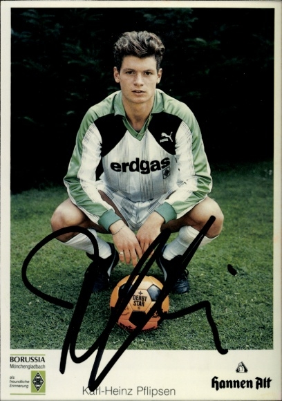 Autogrammkarte Fußballer Karl-Heinz Pflipsen, Borussia Mönchengladbach, Autogramm