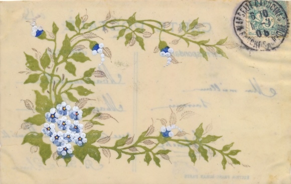 Celluloid Postcard Vergissmeinicht, Ranken