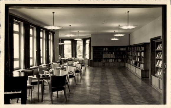 Ak Sankelmark Oeversee in Schleswig Holstein, Grenzakademie, Bibliothek u. Tagesraum