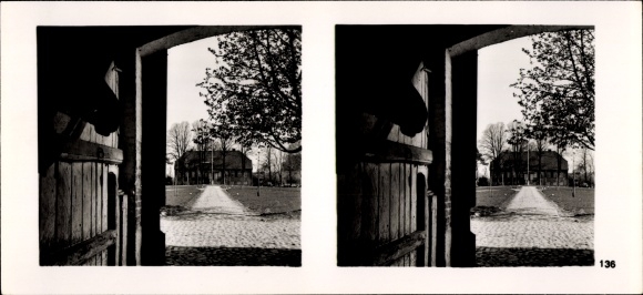 Stereo ruimtelijk beeld foto "De NS modelbedrijven 1937-38" Nr. 446 III/136, Gut Gottesgabe, stallen