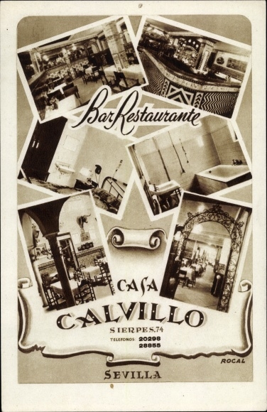 Postcard Seville Andalusia Spain, Bar Restaurante Casa Calvillo, Calle Sierpes 74