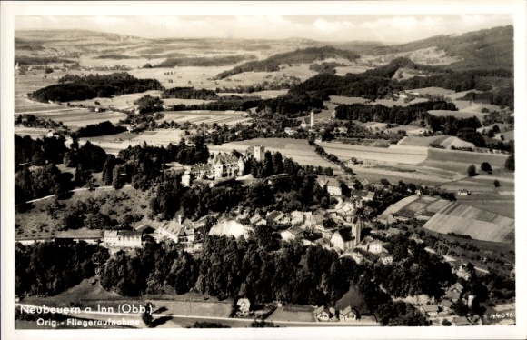 Postcard Neubeuern in Upper Bavaria, aerial photograph