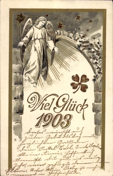 PC Fischerhude Ottersberg in Lower Saxony, angel with cloverleaf, year 1903