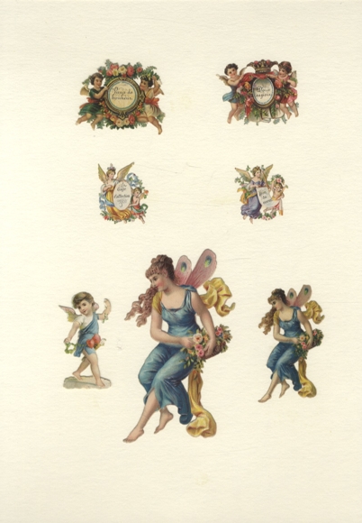 7 wafers elves and angels, approx. 12 x 6 cm to 3.5 x 3 cm