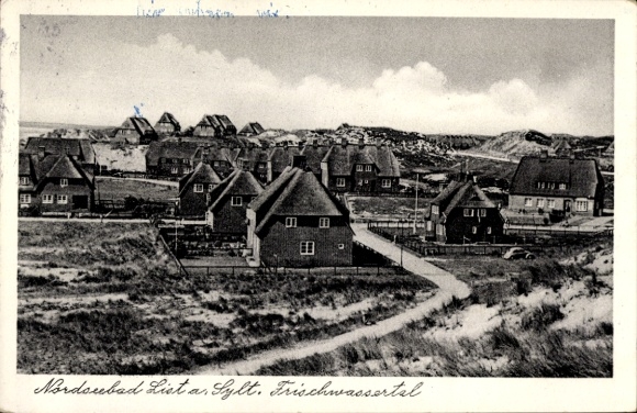 Ak Eiland Sylt in Noord-Friesland, met Noord-Duits kustlandschap, huizen, zee