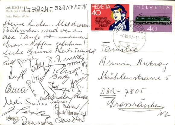 Postcard Swiss Railway, steam locomotive