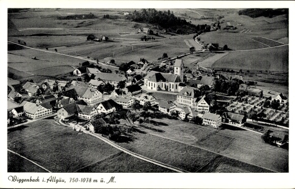 Postcard Wiggensbach in Allgäu, aerial photo