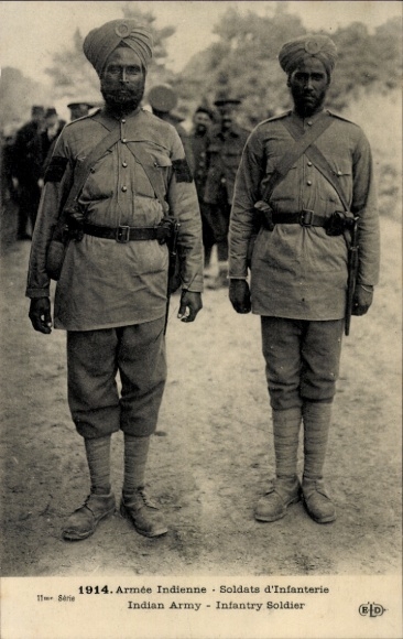 CPA Armée Indiene, Soldiers d'Infanterie, 1914