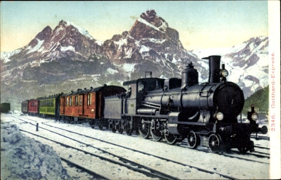 Postcard Switzerland, Gotthard Express