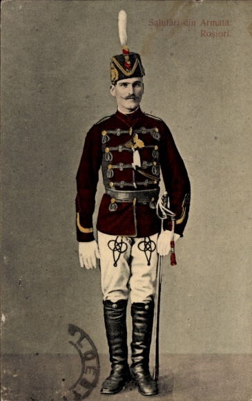 Postcard Roșiori Roșiorii de Vede Romania, soldier of the Romanian army in uniform