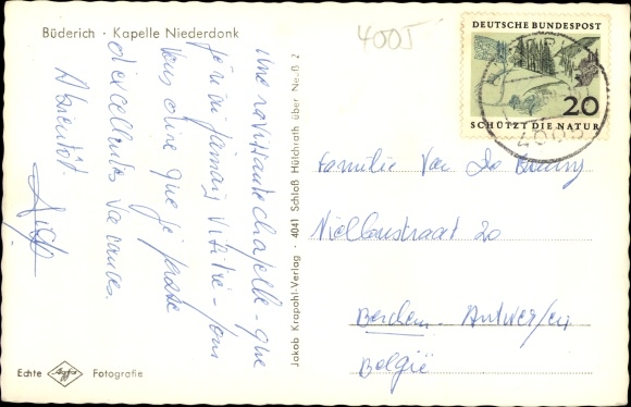 Postcard Büderich Meerbusch on the Lower Rhine, chapel Niederdank
