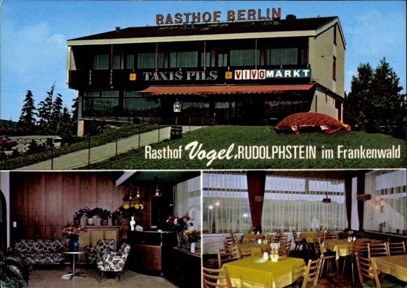 Rudolphstein Berg in Upper Franconia, Gasthof Rasthof Berlin, Pension Vogel, Taxis Pils, Vivo-Markt