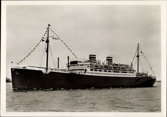 Postcard motor ship St. Louis, HAPAG