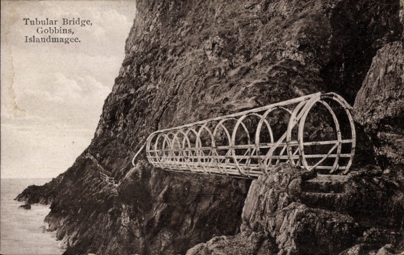Postcard Larne County Antrim Northern Ireland, Gobbins, Islandmagee, Tubular Bridge