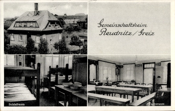 Postcard Reudnitz Mohlsdorf in Thuringia, community home, bedroom, day room