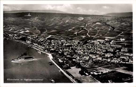 Rudesheim am Rhein, Niederwald National Monument, aerial photograph