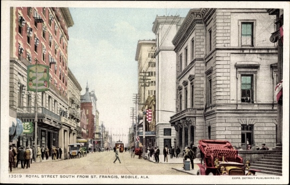 Ak Mobile Alabama USA, Royal Street ten zuiden van St. Francis