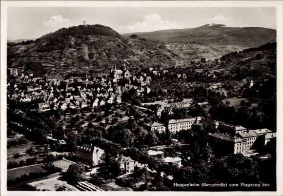 Postcard Heppenheim an der Bergstraße, aerial photograph