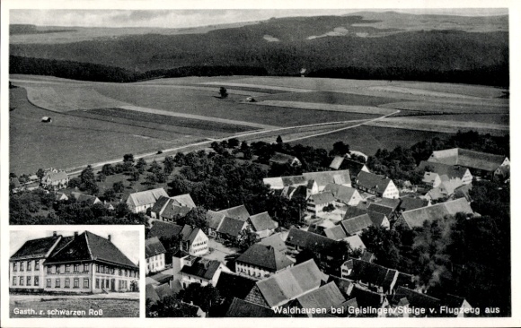 Postcard Waldhausen Geislingen an der Steige in Baden Württemberg, guesthouse, aerial photograph